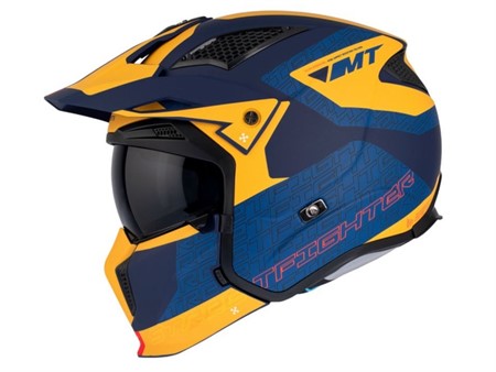 Casque trial MT Streefighter SV TOTEM B4 MATT, Bleu / Jaune Taille : S