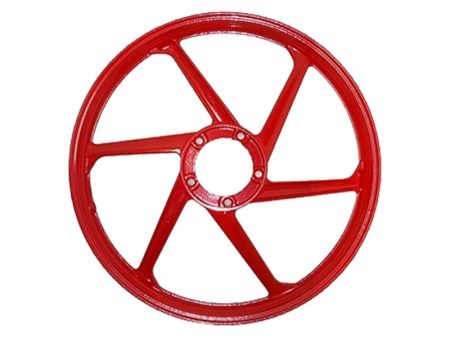 Jante 17 pouces alu 6 hélices couleur : rouge, universelle vélomoteur et Puch/Peugeot