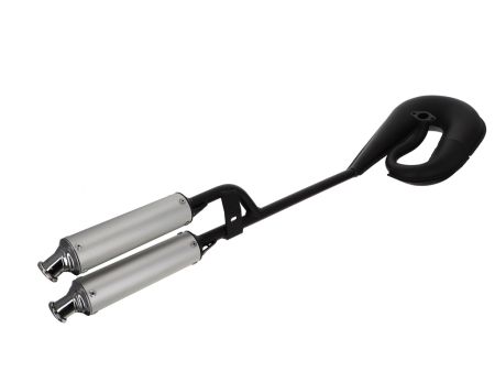 Doppelauspuff Puch Maxi schwarz / silber 28 mm