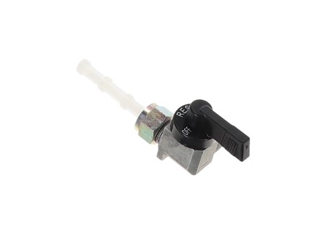 Robinet d'essence OMG M12x1mm vertical, sortie à droite, noir, Piaggio Bravo