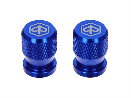 Paire de bouchons de valve Piaggio, bleu (type Schrader) Paire de bouchons de valve Piaggio, bleu (type Schrader)