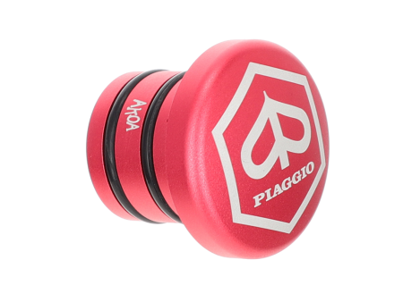 Tankdeckel "hellrot" alu Piaggio Ciao rund (Piaggio Logo)
