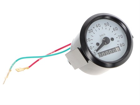 Compteur blanc 80 km/h Ø 60mm replica, vélomoteurs Tomos universel avec éclairage