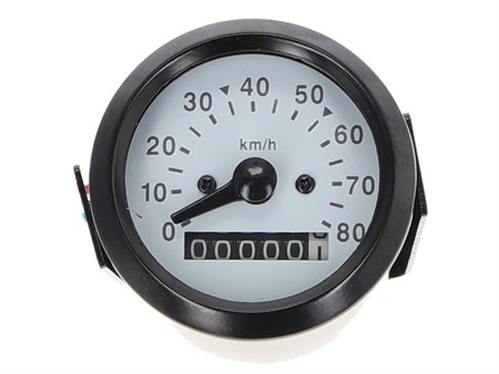 Compteur blanc 80 km/h Ø 60mm replica, vélomoteurs Tomos universel avec éclairage