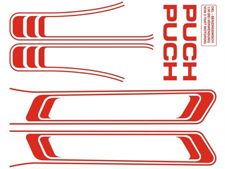 Kit déco stickers autocollant 1ère qualité, rouge vélomoteurs Puch Maxi Kit déco stickers autocollant 1ère qualité, rouge vélomoteurs Puch Maxi