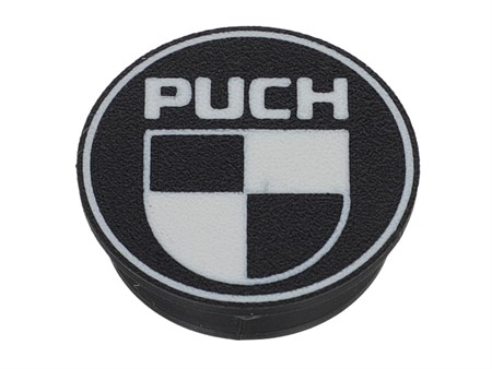 Bouchon de chassis (logo Puch blanc), vélomoteurs Puch Maxi Bouchon de chassis (logo Puch blanc), vélomoteurs Puch Maxi