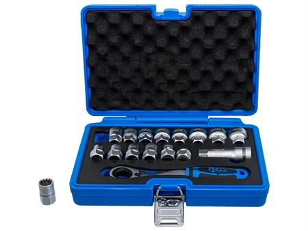 Durchsteck Steckschlüssel Satz Gear Lock 10-24 mm 17-teilig Durchsteck Steckschlüssel Satz Gear Lock 10-24 mm 17-teilig