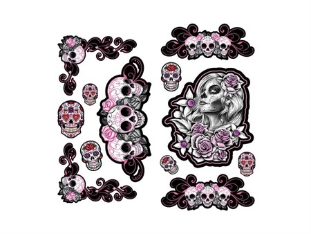 Sticker Skull Roses 300mm x 150mm