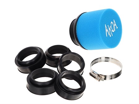 Filtre à air mousse compétition AKOA bleu petite version, connexion 42 à 54mm (avec 6 adaptateurs) Filtre à air mousse compétition AKOA bleu petite version, connexion 42 à 54mm (avec 6 adaptateurs)