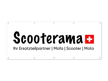 Bannière "Scooterama "200 x 85 cm, blanc