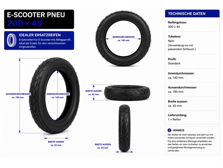 E-Scooter Reifen 200x45 Standard Pneu