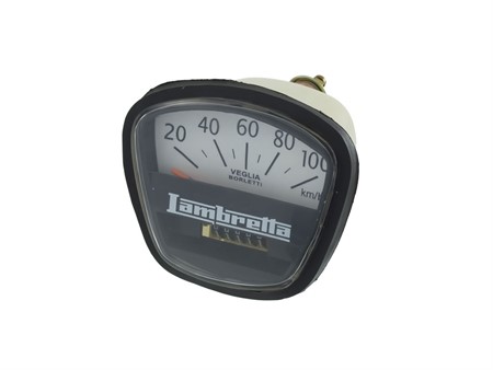 Tacho 100 km/h Lambretta DL 125cc, schwarz/weiss Tacho 100 km/h Lambretta DL 125cc, schwarz/weiss
