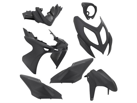 Carrosserie 7pcs, Yamaha Aerox / MBK Nitro NEW à partir de 2013, noir mat