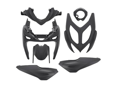 Carrosserie 7pcs, Yamaha Aerox / MBK Nitro NEW à partir de 2013, noir mat
