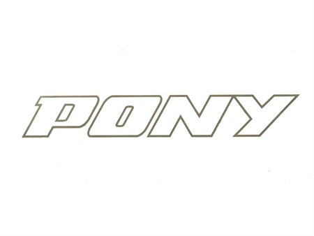 Autocollant sticker PONY ovale blanc (1pcs), pour réservoir ou carrosseries latérales Autocollant sticker PONY ovale blanc (1pcs), pour réservoir ou carrosseries latérales