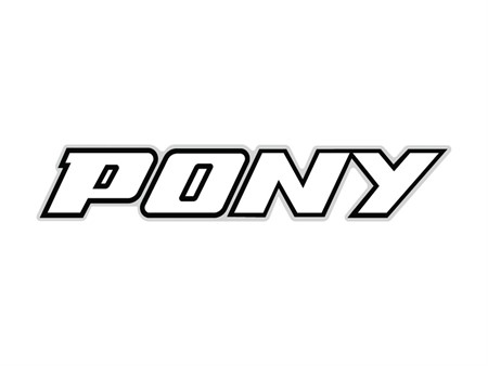 Autocollant PONY 179 x 30 mm blanc / argenté