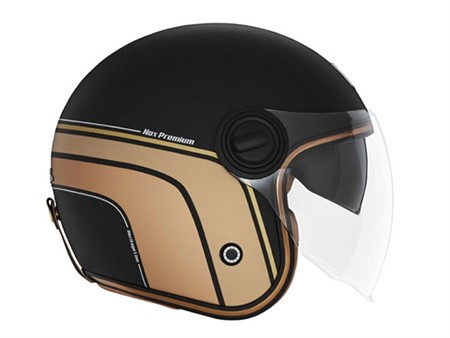 Jethelm NOX Grösse M Schwarz Matt / Gold «Doppelvisier»