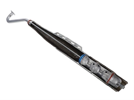 Auspuff 22mm Puch Maxi 2-Teiler (Special-Power) mit CH-Nummer und Logo