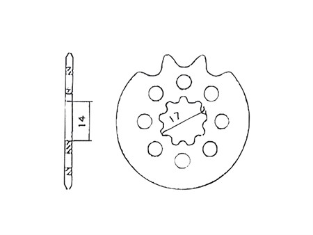 Pignon ESJOT 17 dents, vélomoteurs Puch Maxi, X30