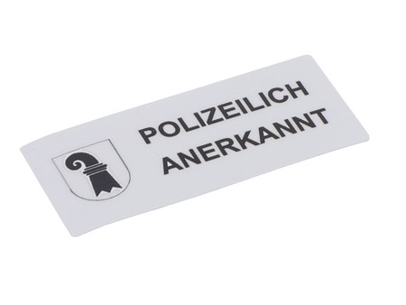 Aufkleber "Polizeilich Anerkannt" Basel Stadt