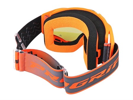 Masque cross lunette ProGrip 3201 FL Atzaki orange - ecran miroir bleu