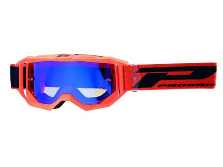 Masque cross lunette ProGrip 3201 FL Atzaki orange - ecran miroir bleu