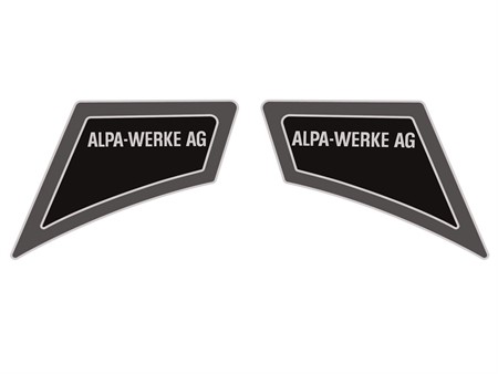 Aufkleber Alpa Werke AG grau / schwarz «115 x 84mm»