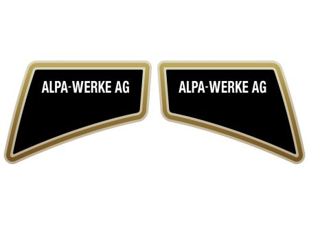 Autocollant "Alpa Werke AG" or / noir «115 x 84mm»