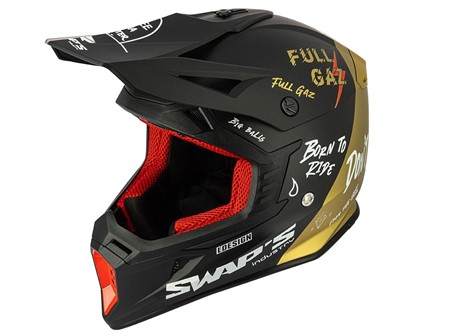 Casque cross SWAPS S849 noir/ or, taille : XS