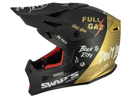 Casque cross SWAPS S849 noir/ or, taille : XS