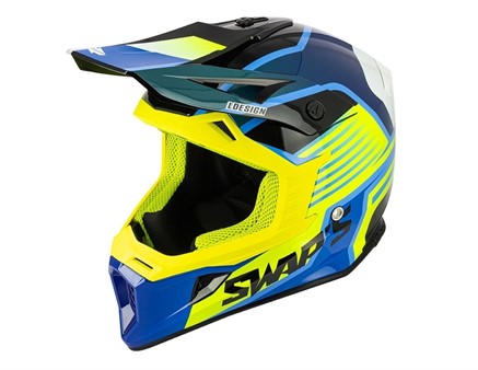 Casque cross SWAPS S818 Blur bleu / jaune, taille : M