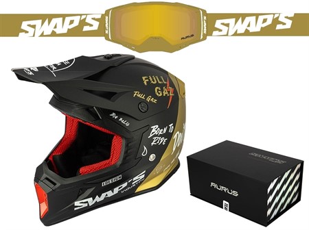Casque cross SET Swaps « taille L » S849 Blur - noir / or Casque cross SET Swaps « taille L » S849 Blur - noir / or