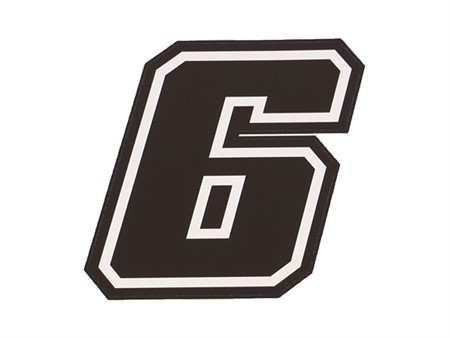 Numéro de course 10cm noir, N° 6