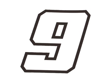 Numéro de course 10cm blanc, N° 9