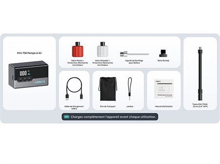 Mini compresseur à air sur batterie « DIGITAL » jusquà 8.3 Bar (120 PSI)