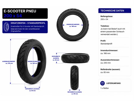 Pneu trottinette électrique 250x54 (standard)