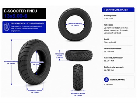 E-Scooter Reifen 13x5.00-6 Standard Pneu