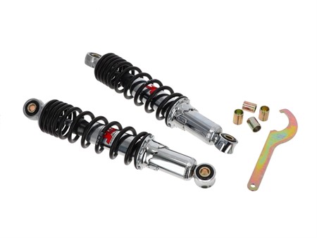 Paire d'amortisseur YSS PRO-X 260mm chrome / noir - vélomoteurs Bravo, SI, CBA Paire d'amortisseur YSS PRO-X 260mm chrome / noir - vélomoteurs Bravo, SI, CBA