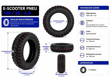 E-Scooter Reifen 100/65-6.5 Standard Pneu