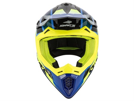 Kit casque cross SWAPS S818 Blur + lunette (bleu / jaune),  taille : XS