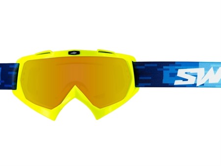 Kit casque cross SWAPS S818 Blur + lunette (bleu / jaune), taille : M