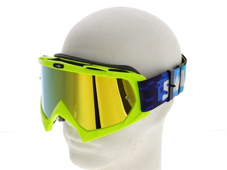 Kit casque cross SWAPS S818 Blur + lunette (bleu / jaune), taille : M