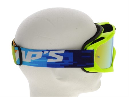 Kit casque cross SWAPS S818 Blur + lunette (bleu / jaune), taille : L