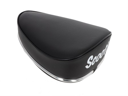 Selle avec inscription SCOOTI, noir/blanche, universelle