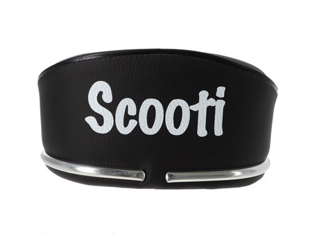 Selle avec inscription SCOOTI, noir/blanche, universelle