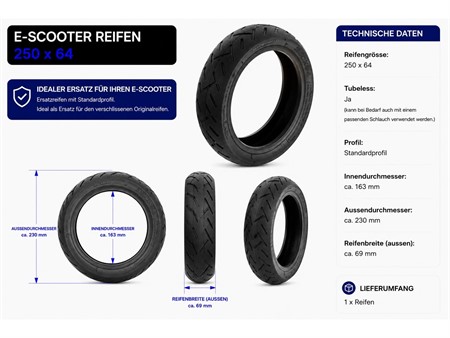 E-Scooter Reifen 250x64 Standard Pneu