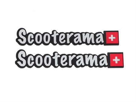 Emblem SCOOTERAMA schwarz «148 mm x 36 mm» Piaggio (2 Stk.)