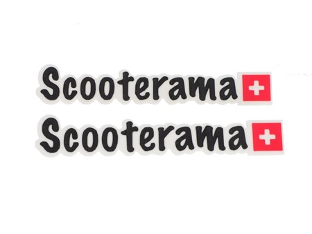 Emblem SCOOTERAMA weiss «148 mm x 36 mm» Piaggio (2 Stk.)