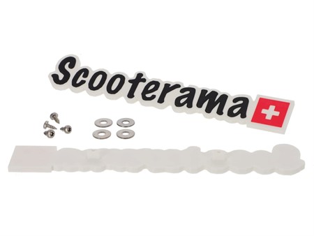 Emblème SCOOTERAMA blanc « 184 mm × 44 mm » vélomoteur Piaggio (2 Pcs)