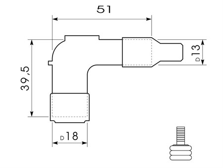 Kerzenstecker AKOA 90° abgewinkelt «LB05F»